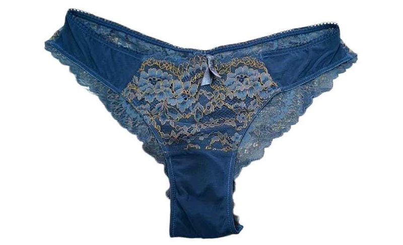 Navy Blue Lace Thong