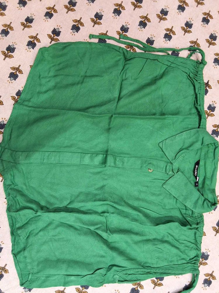 Cute Green Crop Oversized Top