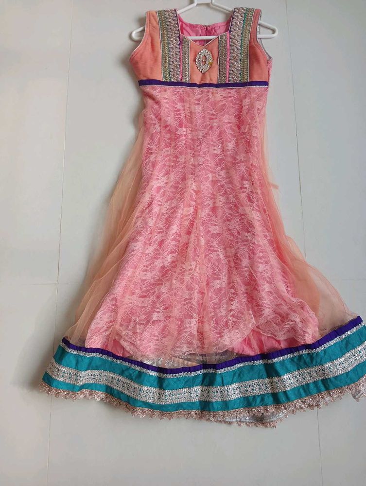 Coral Net Anarkali suit
