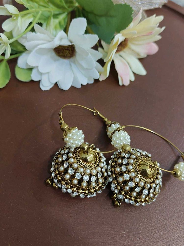 Stone And Pearl Jhumkis