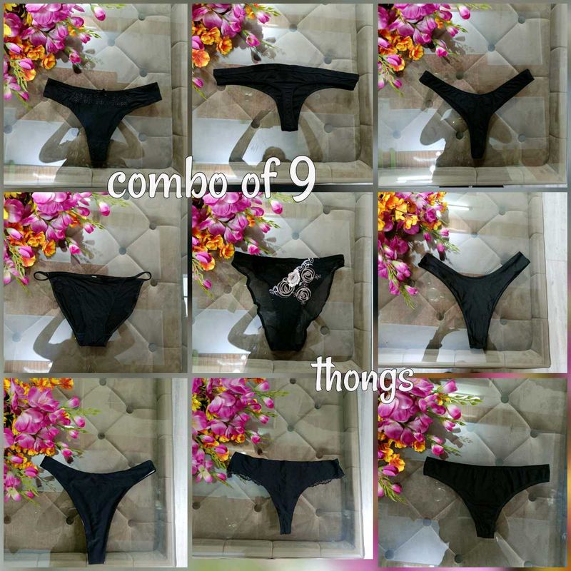 🇱🇷 Imported Black Thongs Pack Of 9