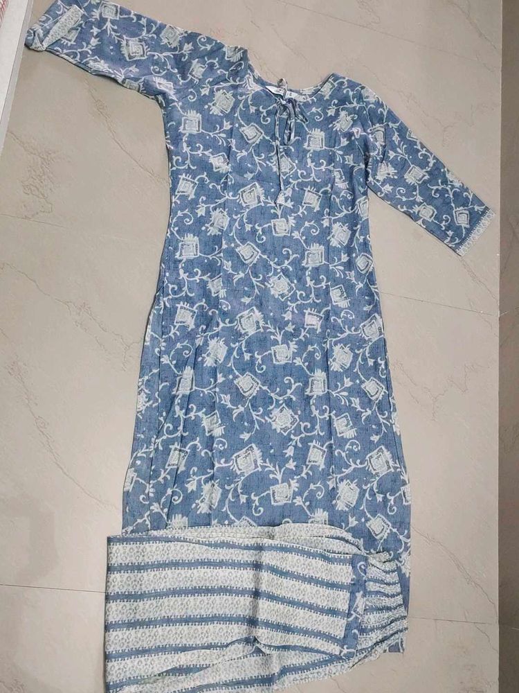 Blue Printed Kurta Set