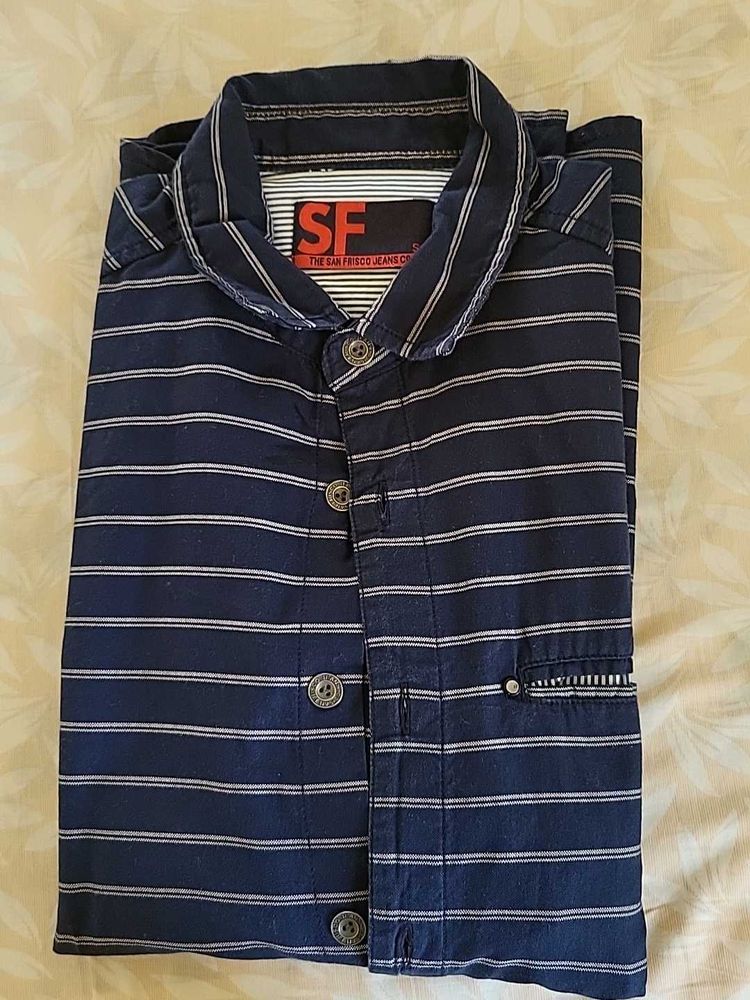 Navy Blue Shirt Horizontal Line