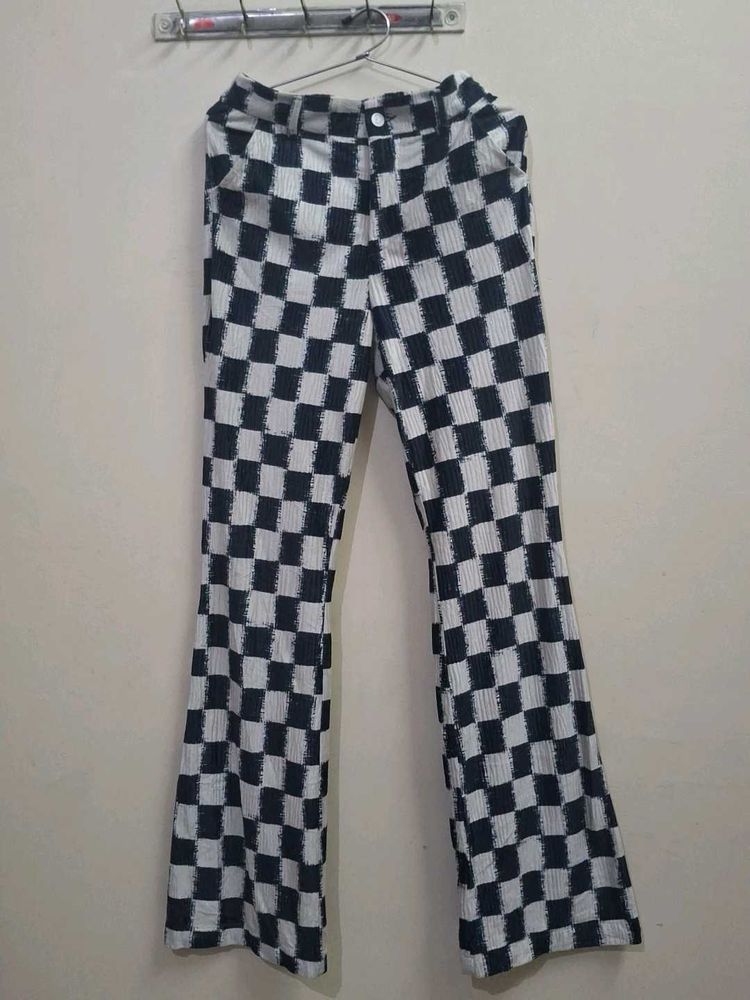 Checkered Bell Bottom Pants