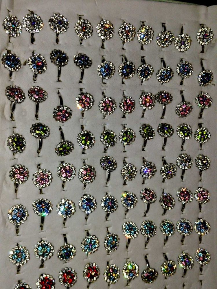 Sparkly Flower Rings - Assorted Colors At @150