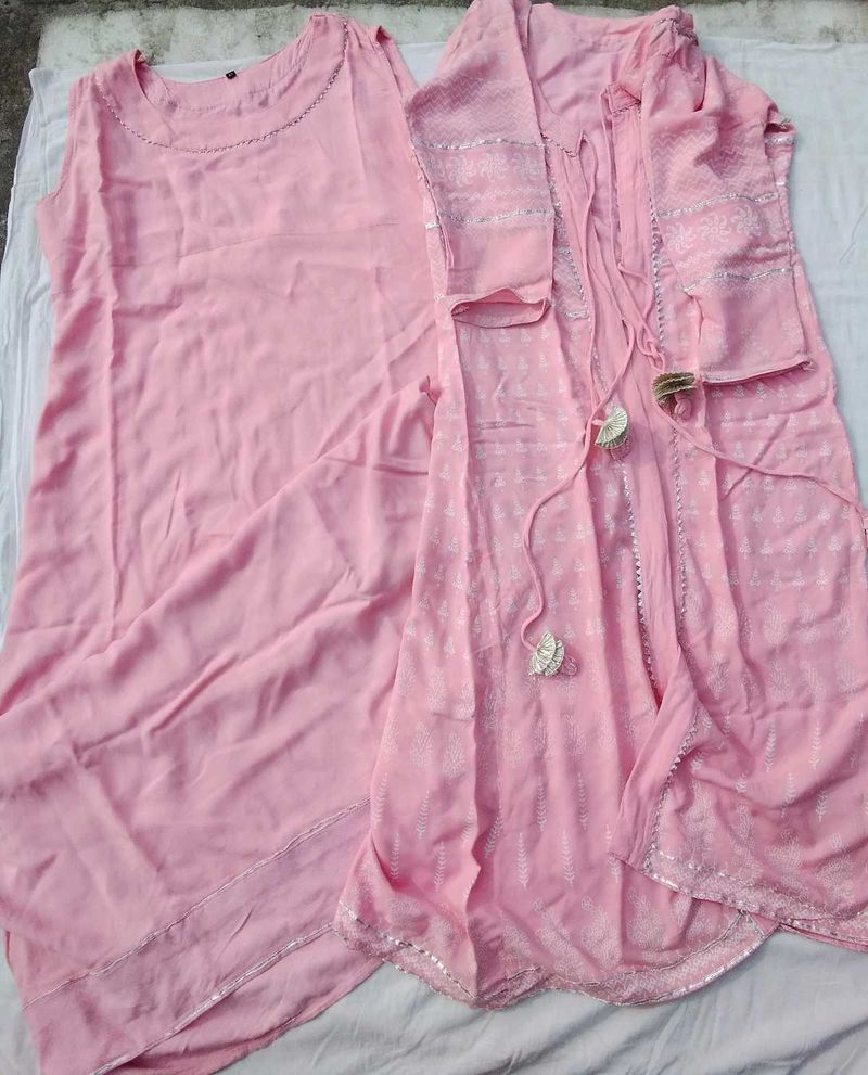 Pink Kurta Set with Shrug