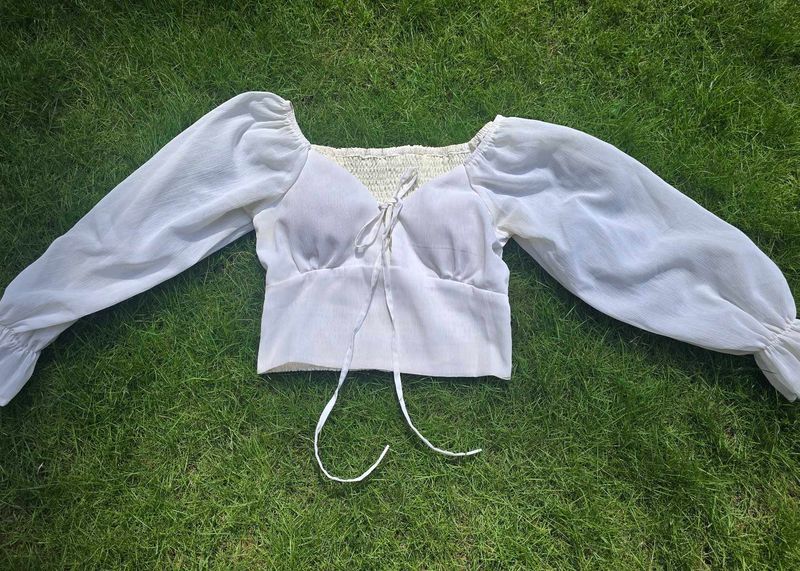 White Puff Sleeve Top