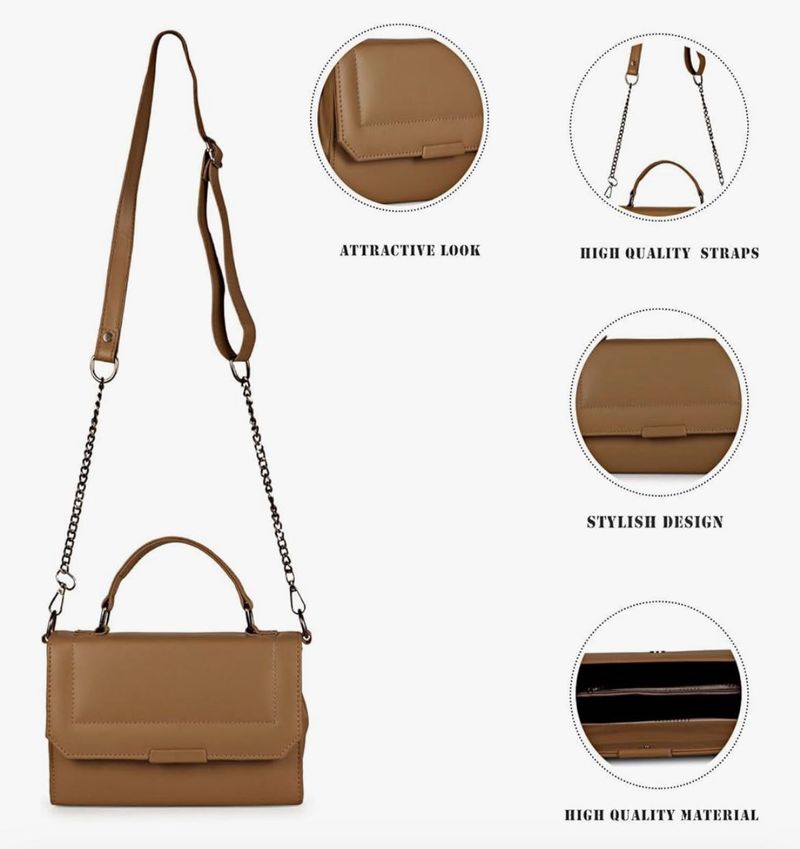 Brown Chain Attached Envelope Bag