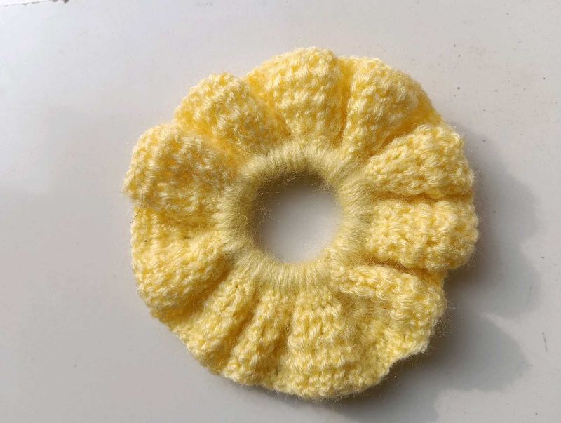 Yellow Knitted Scrunchie