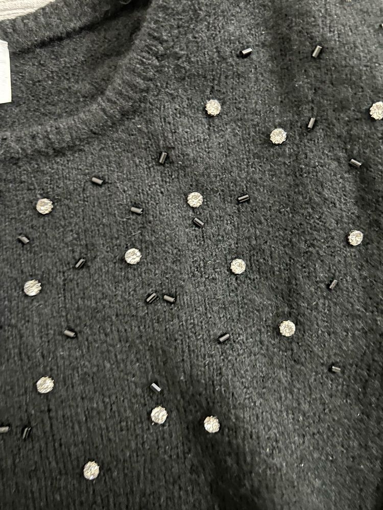 H&amp;M Black Knit Short Sleeve Top