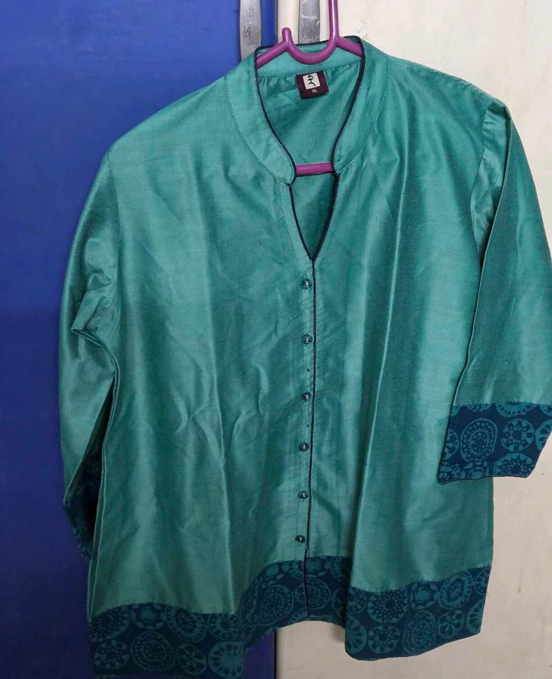 Elegant Green silk Kurta with border