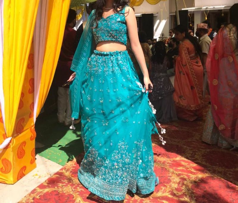 Teal Designer Embellished Lehenga
