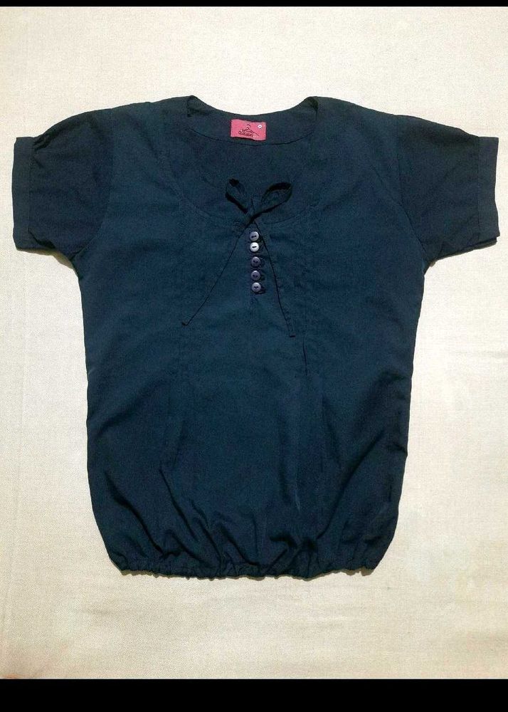 Navy Blue Blouse On Top