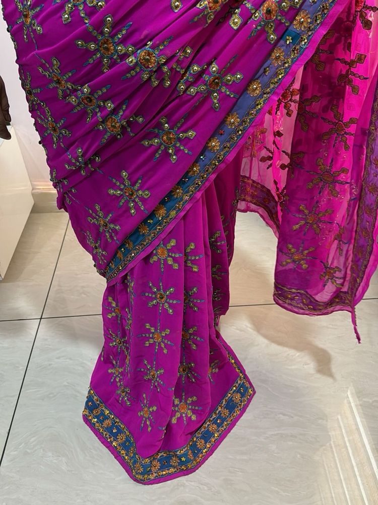 Zari Embroidery With Stone Sitira Hand Work