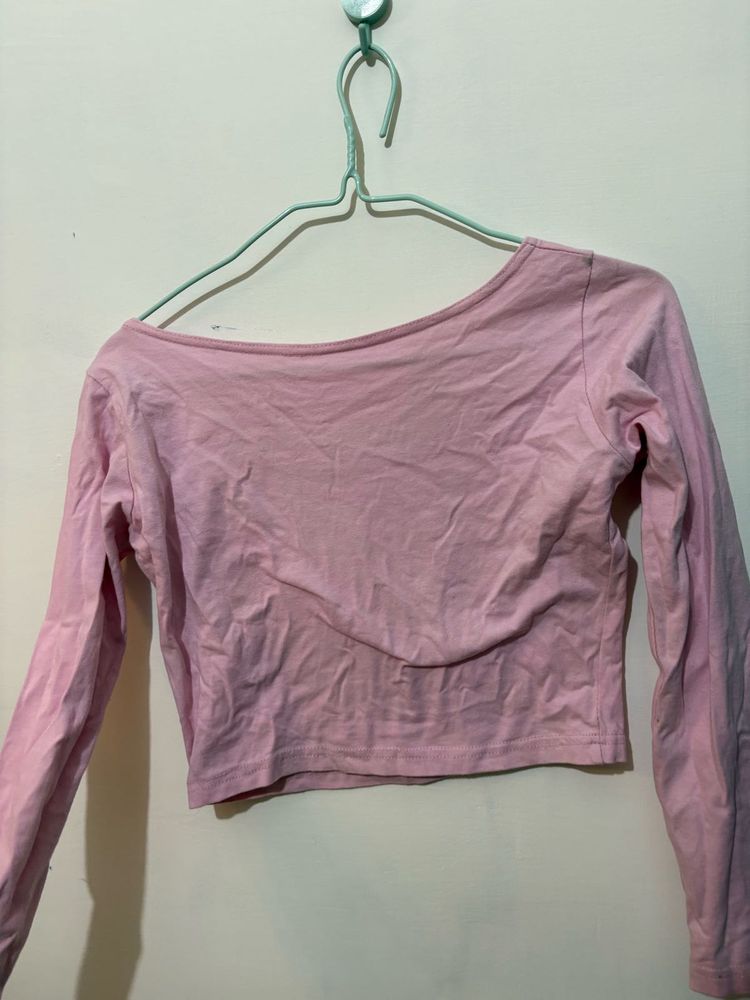 Pink Fitted Crop Top
