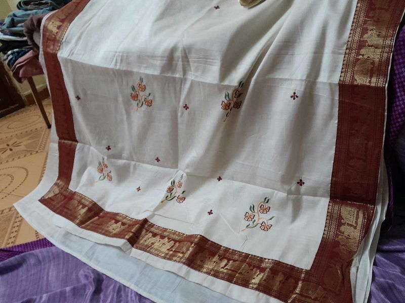 Off White Onam Saree