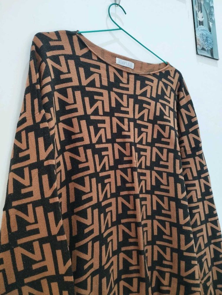 Patterned Long Sleeve sweater type 🎉Top