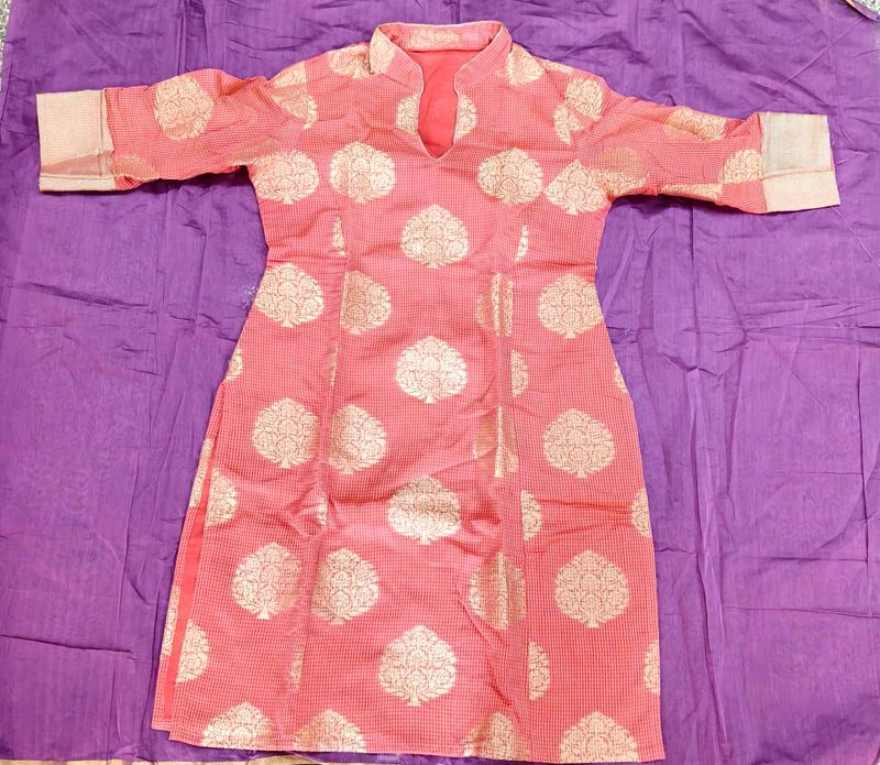 Peach Printed Kurta as good brand ne