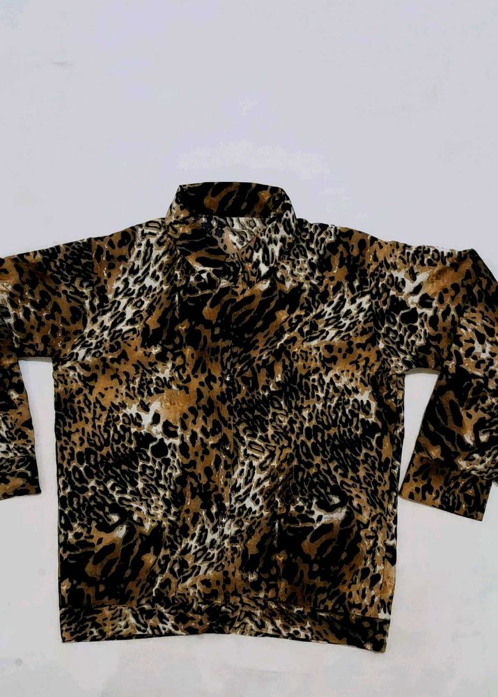 Animal Print Mock Neck Top