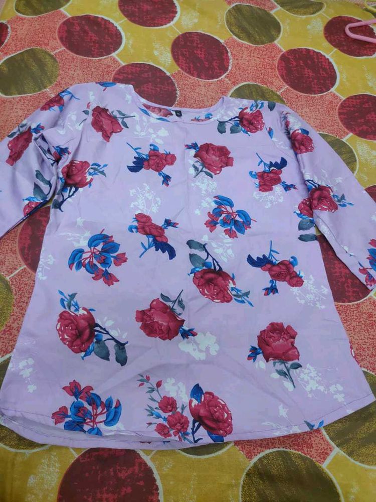 Rose Printed Lavender T-shirt