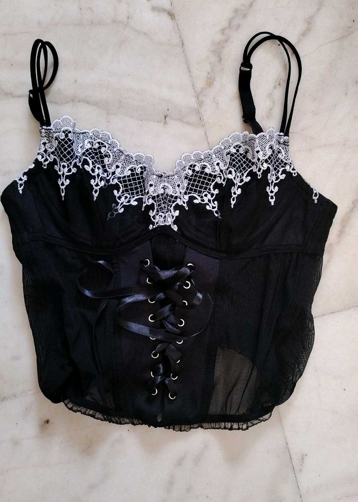 Black And White Lace Bustier