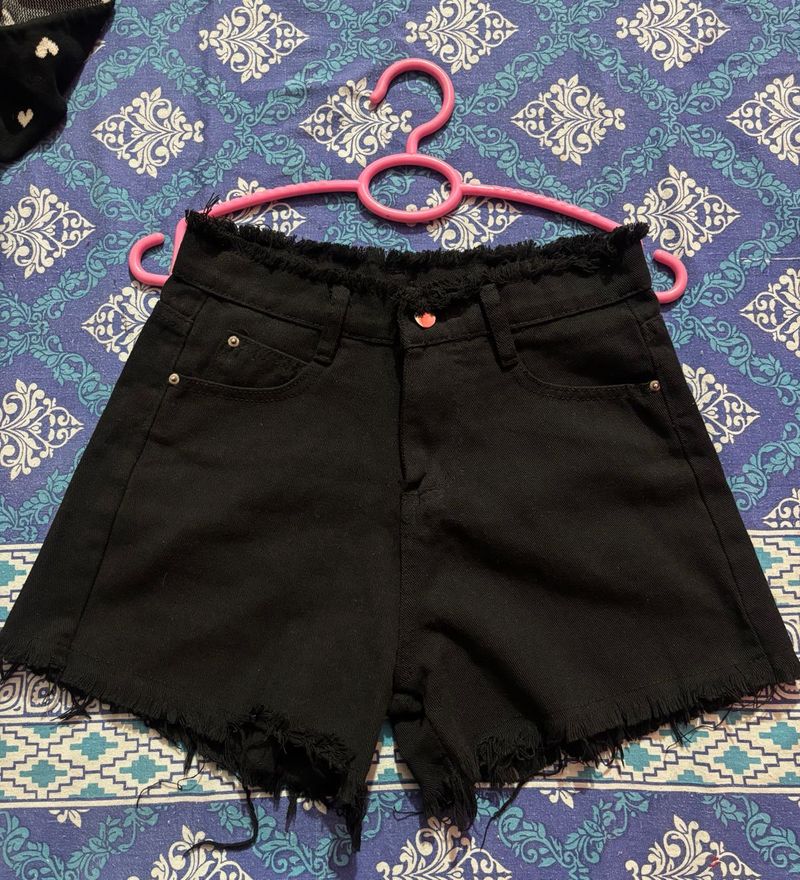 Black Denim Shorts