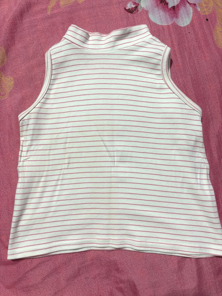 Striped Mock Neck Tank Top