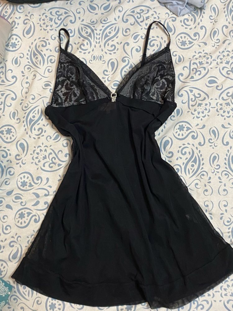 Black Lace Lingerie Slip Dress