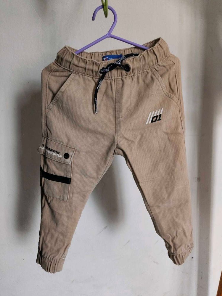 Boys Beige Cargo Pants