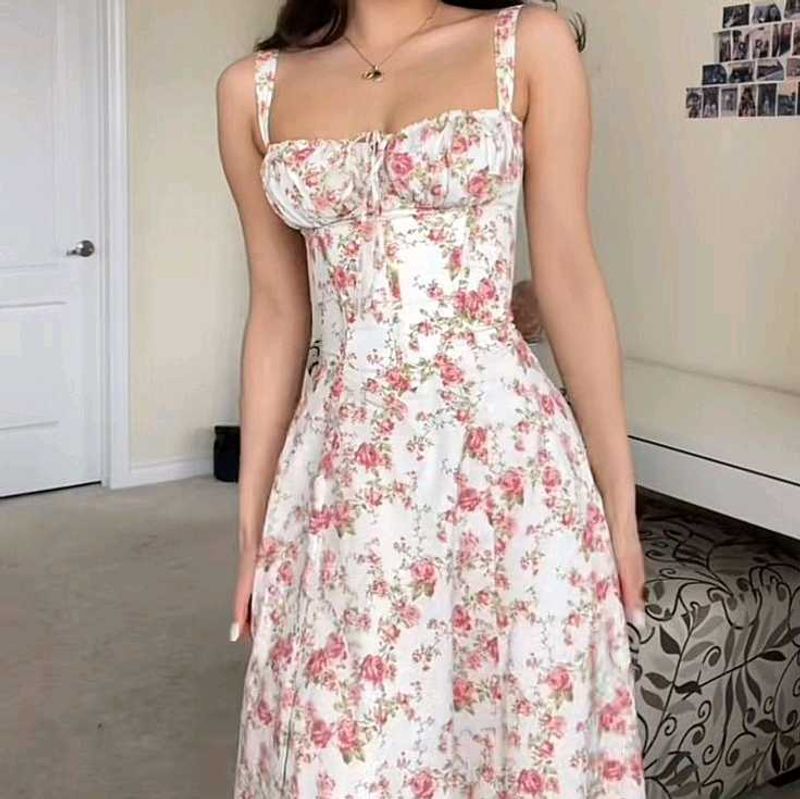 Pink Floral Printed Dress