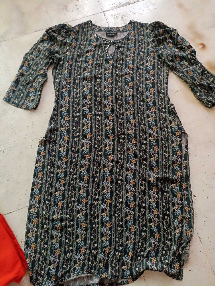 Floral Striped Dress - Puff Sleeves