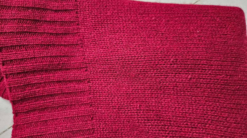 Red Highneck Trendy Sweater