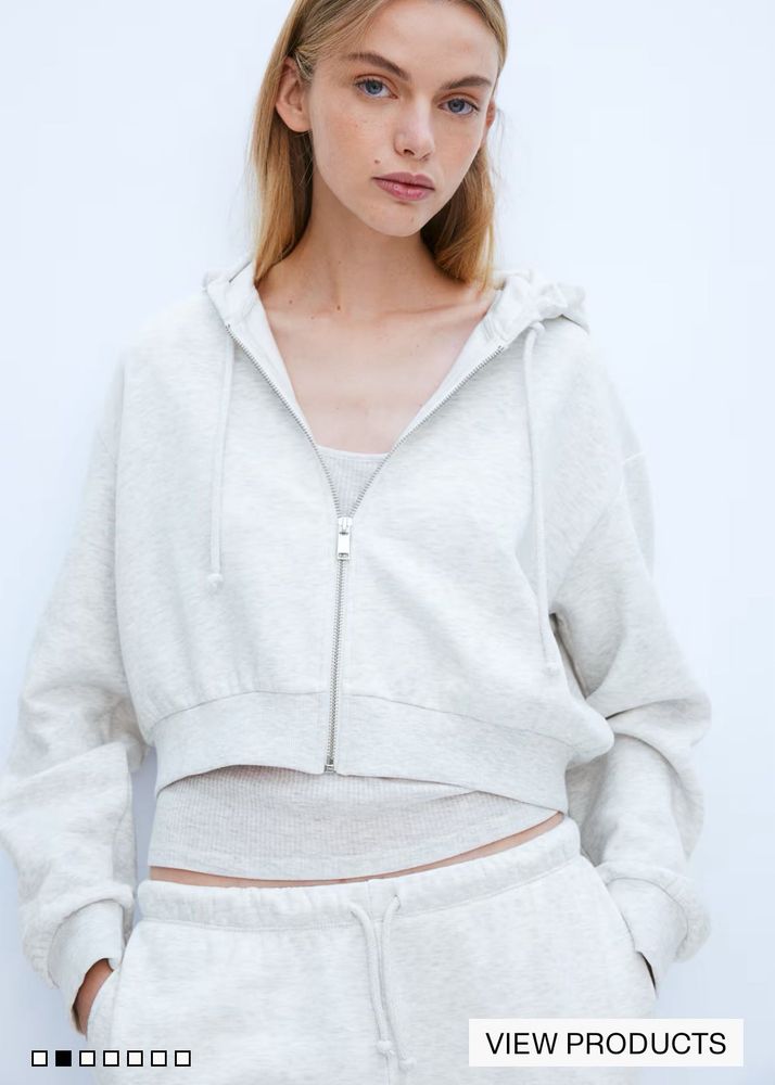 H&amp;M Cropped Zip Thru Hoodie