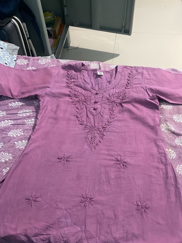 Purple Chikankari Short Kurti