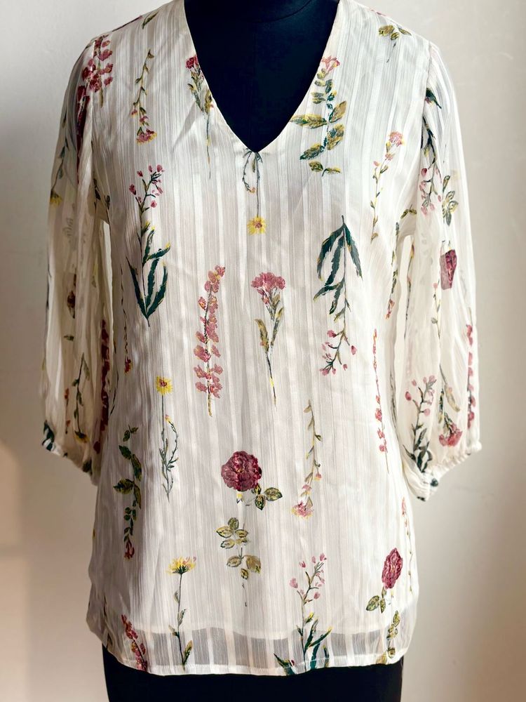 Organza Floral Print Top