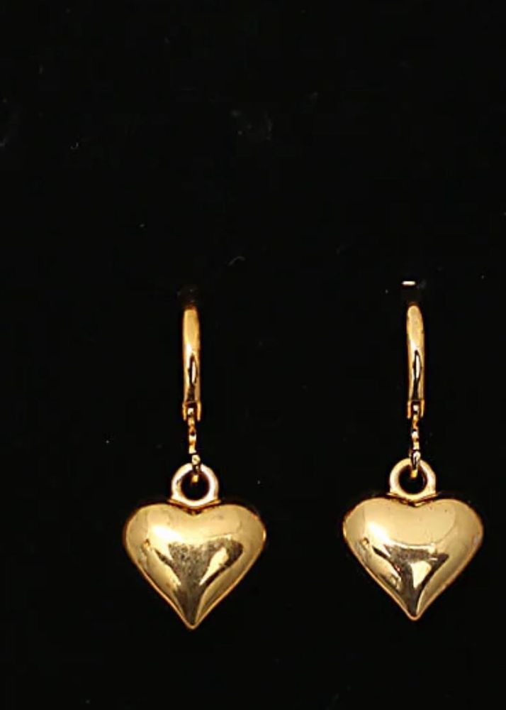 Gold Heart Drop Earrings
