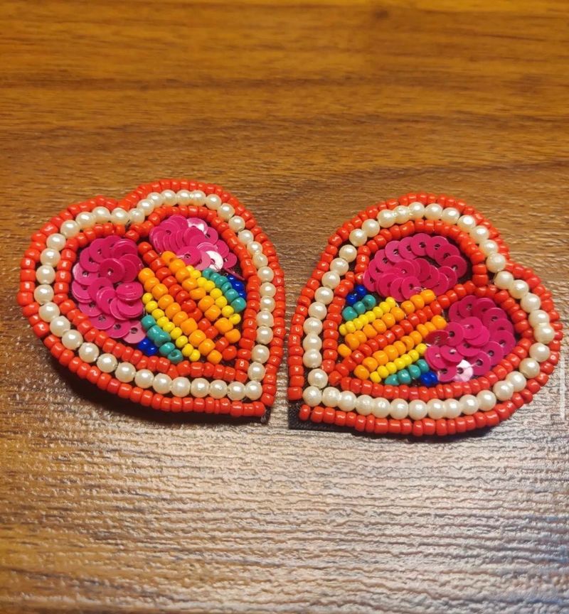 Beaded Heart Earrings