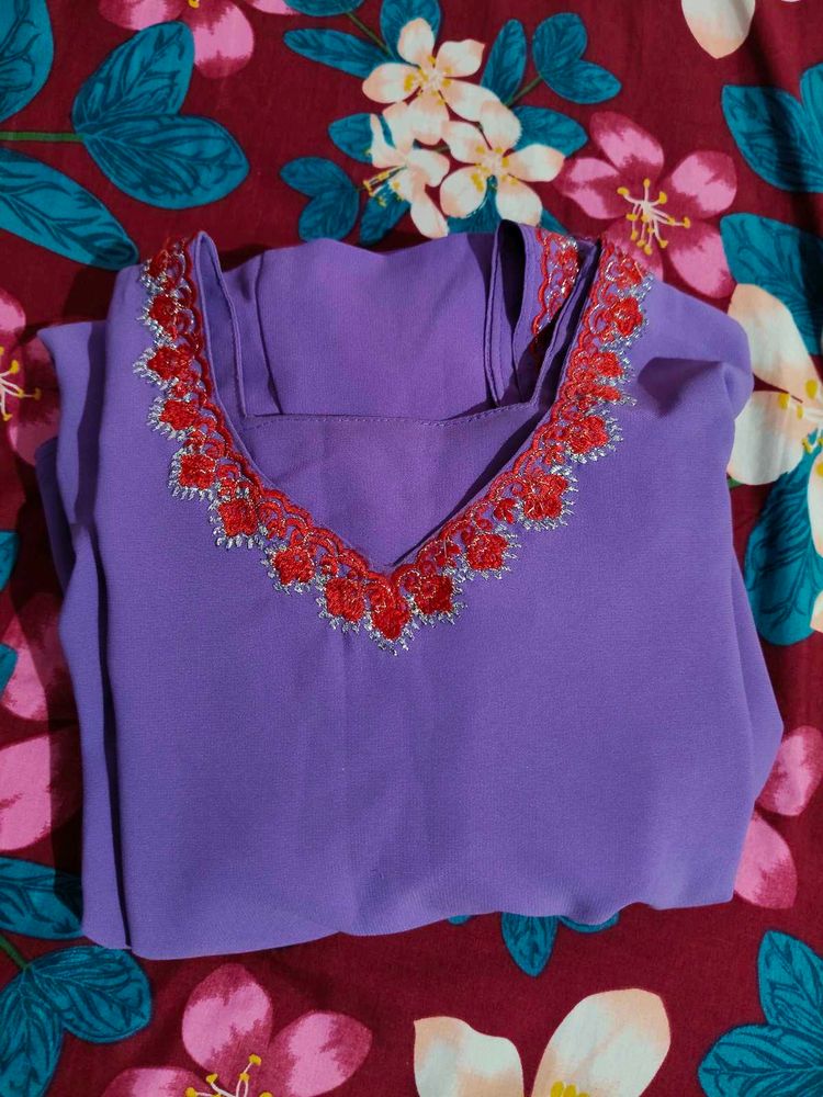 Purple Embroidered Kurta set