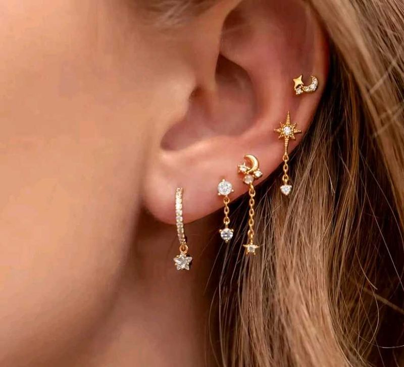 Celestial Charm Multi Piercing Earring Set