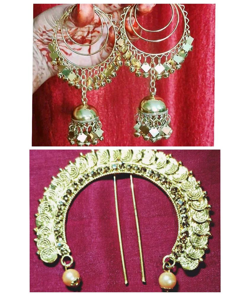 Combo Of 2, A Pair Earrings n Hair Acces