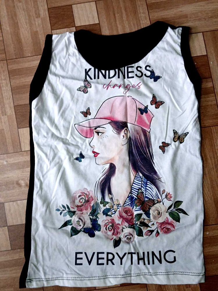 White Sleeveless Top Small Size