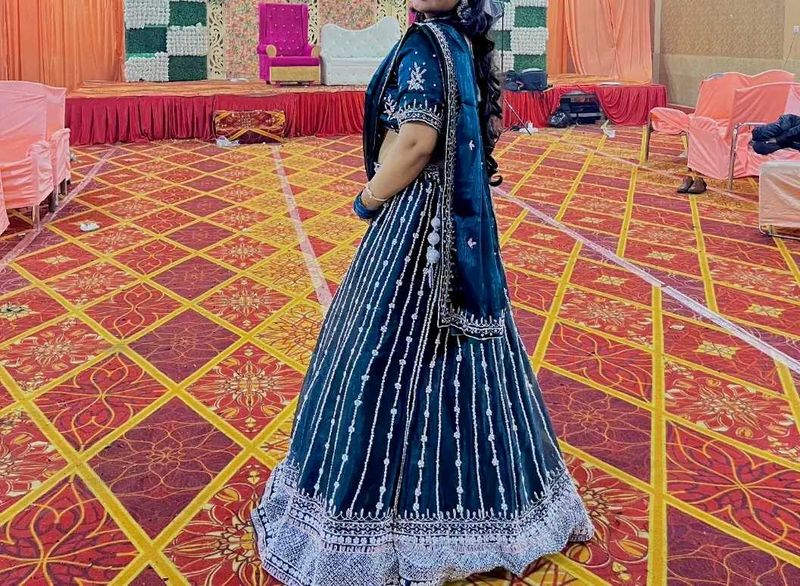 Peacock Blue Lehna