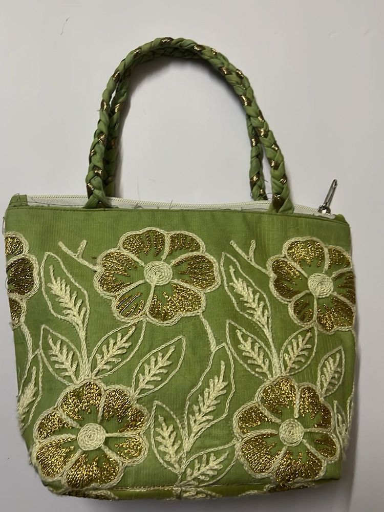 Green Floral Handbag