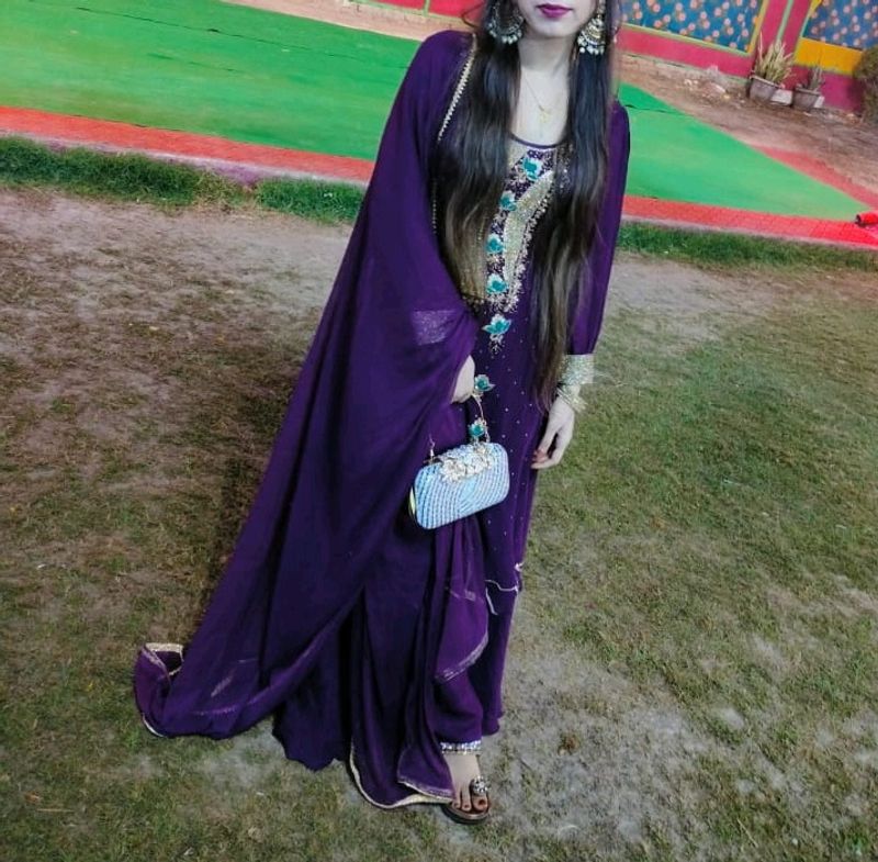 HeavyInner Suit Skirt Plazzo With Laces Dupatta
