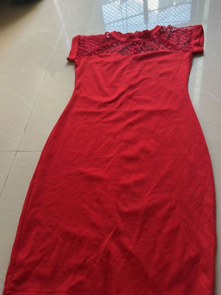 Red Lace Detail Dress