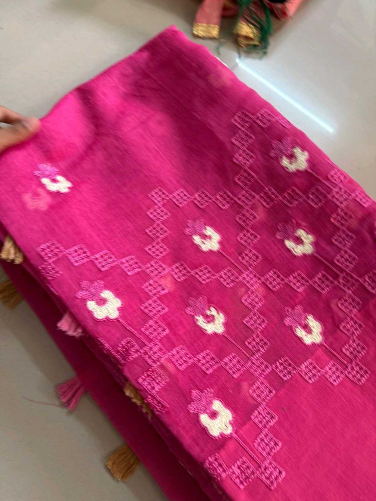 Pink Embroidered Saree