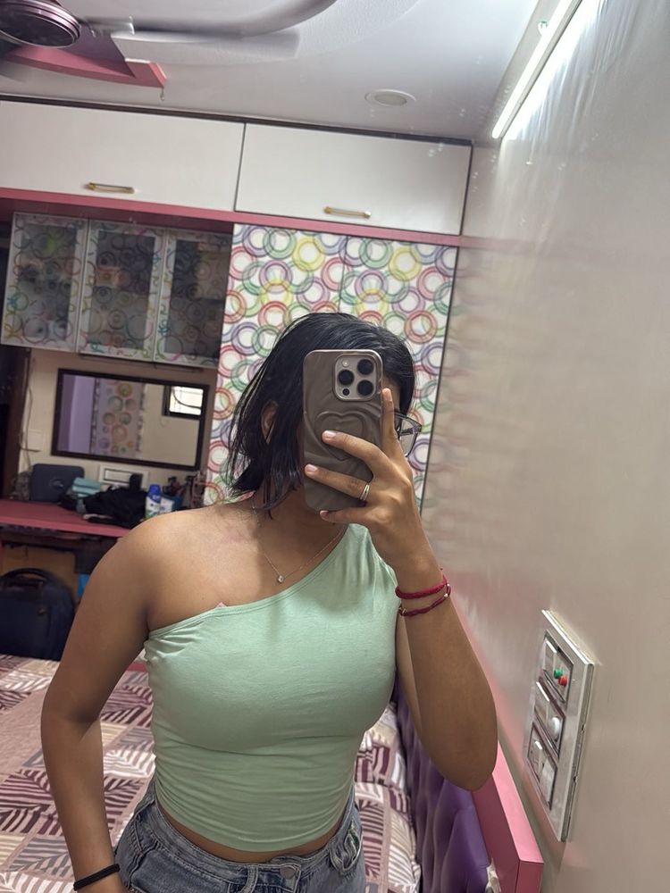 Sage Green One-Shoulder Tee