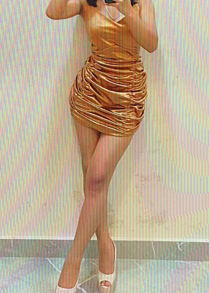 Gold Ruched Mini Dress