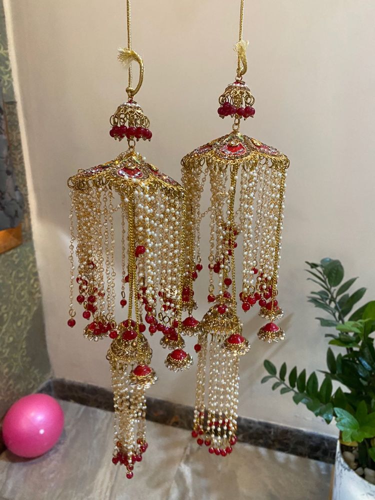 Beautiful Beads Work Red Kaleere Pair