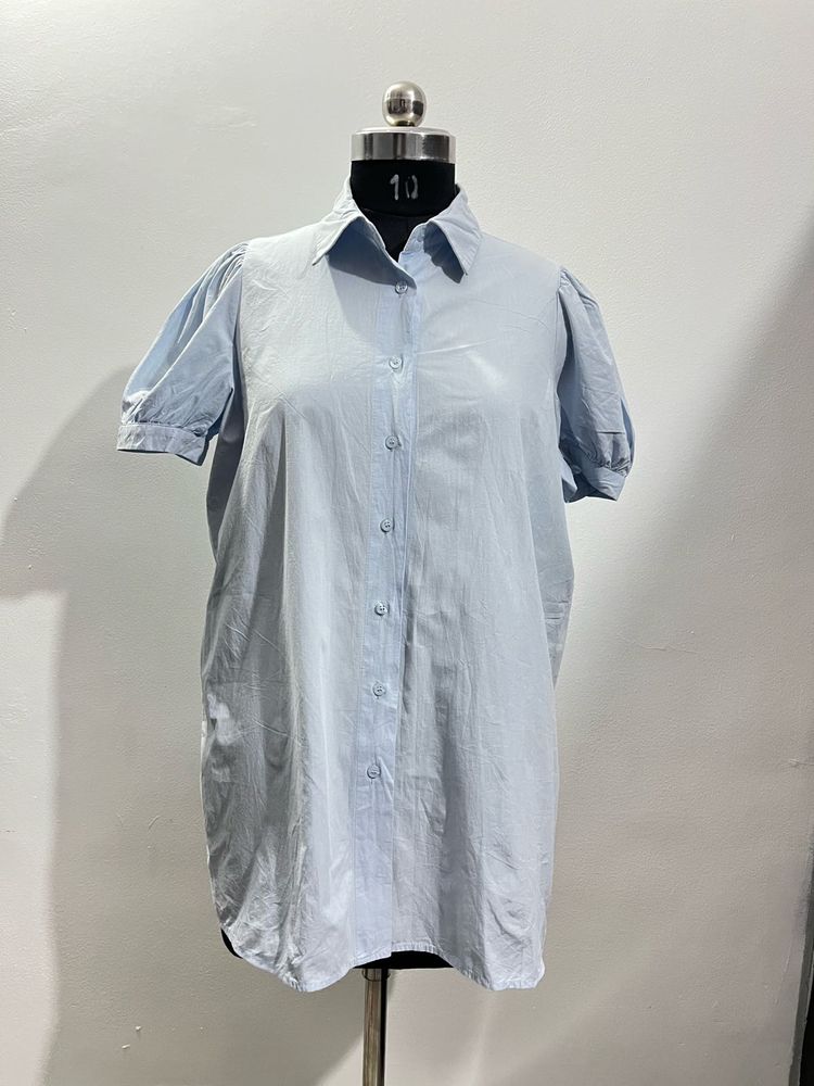 Blue Puff Sleeve Shirt